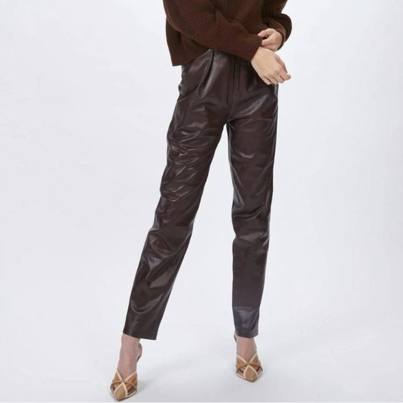 ZEYNEP ARCAY Cool Lamb Skin Leather Pant with Silk lining Color: Biscuit - Picture 8 of 9